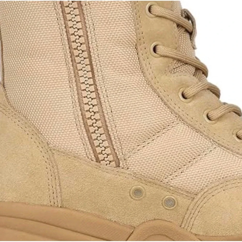 Jacata Mens Tactical Military Work Boots Sand Leather Side Zip Size 10